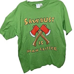 Sawdust Is Man Glitter Shirt Fathers Day Woodworking Carpenter Men L NWOT